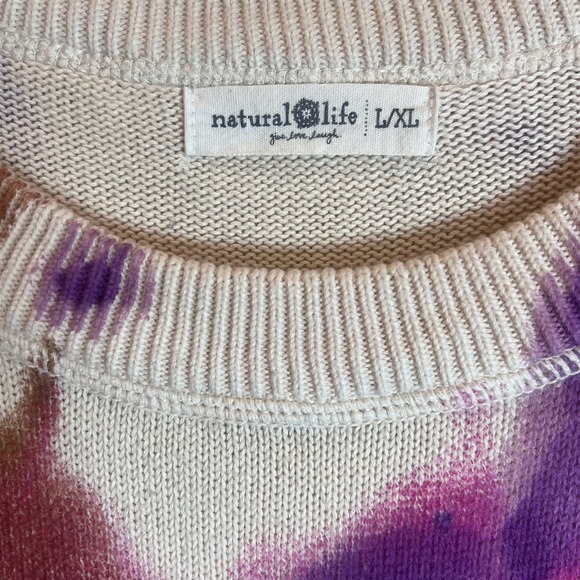 Natural Life Taylor Oversized Tie Dye Knit Sweater Purple Pink L/XL S Pullover - Picture 4 of 5